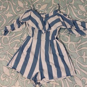 Blue and white rompers